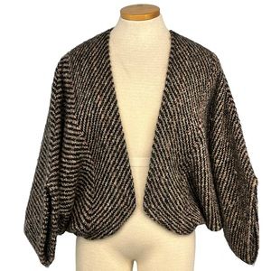 Tapestries Ireland Wool Tweed Bloucee Batwing Kimono Style Cropped Cardigan